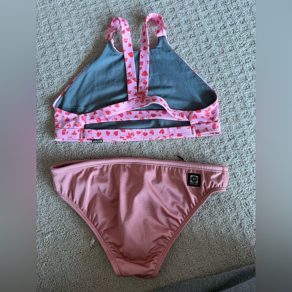 Jolyn Clothing Gray and Pink Bikini Andy bottoms Kaylee top. Medium. - Picture 5 of 8